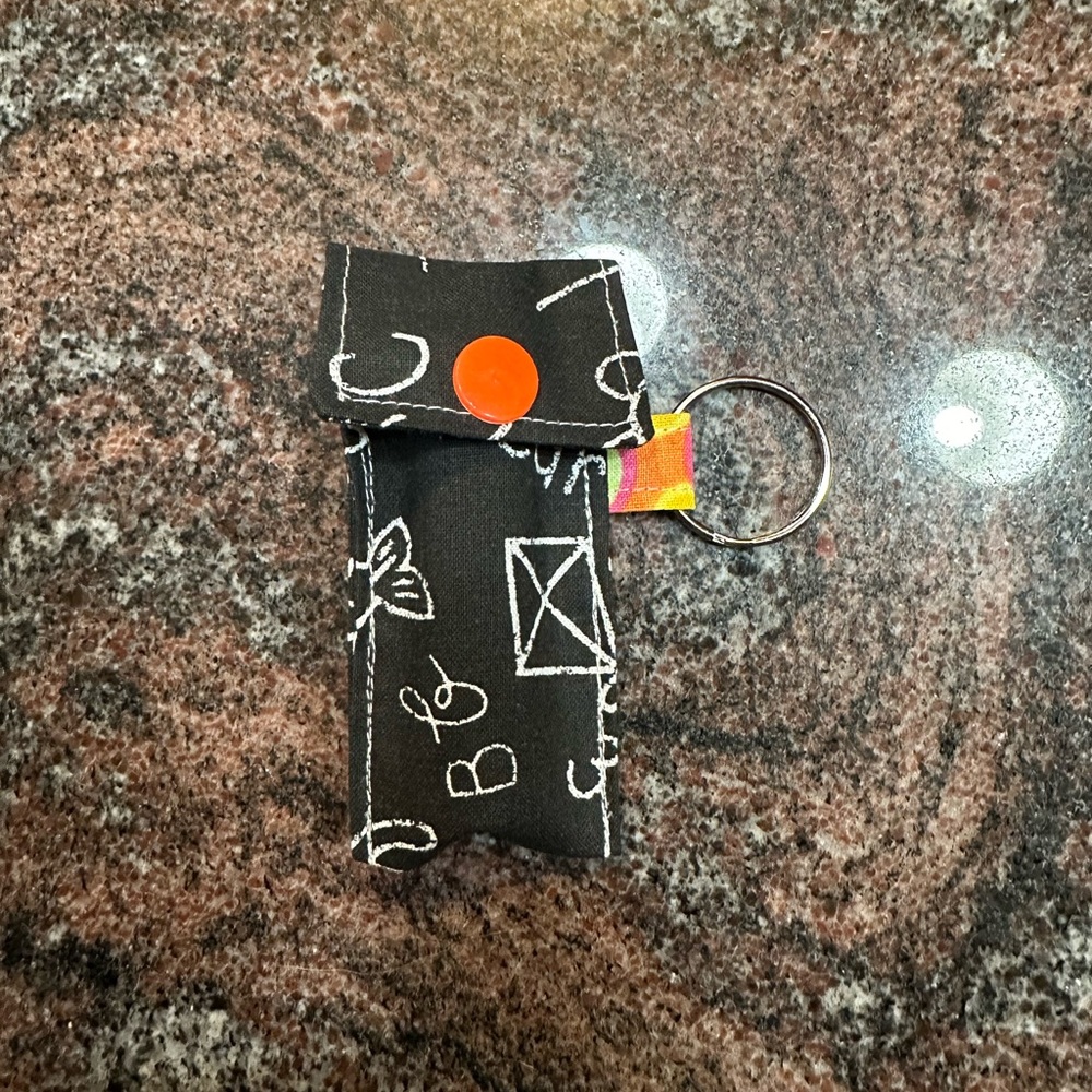 Handmade lip balm holder keychain- chalkboard design